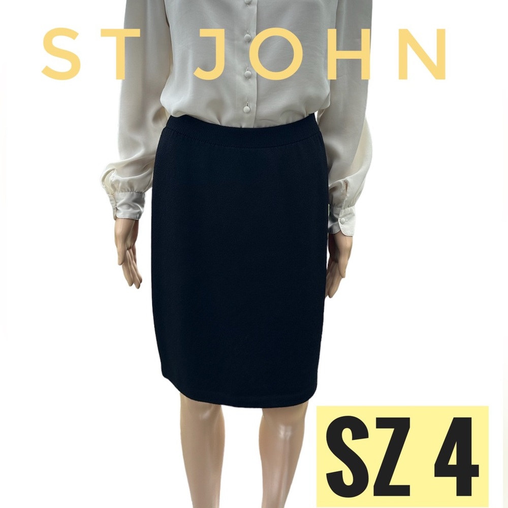 St John Santana knit black skirt sz 4